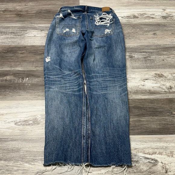 American Eagles Blue Womens 2 Distressed Thrashed 90s Boyfriend Fit Denim Jeans - Picture 12 of 14